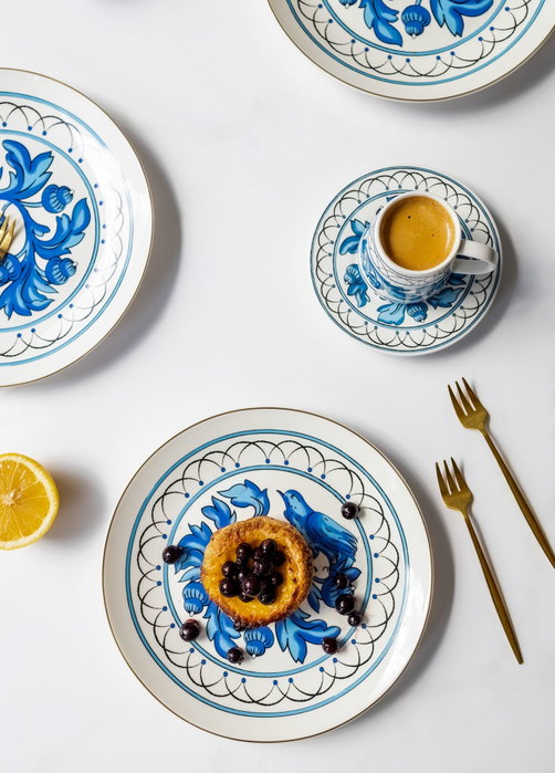 Hermia Set de Platos de Postre Multicolor (6 Piezas) de Porcelana DNR0051